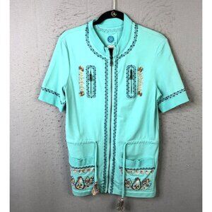 Double D Ranch Jacket Womens Extra Small Blue Embroidered Beaded Boho Western XS
